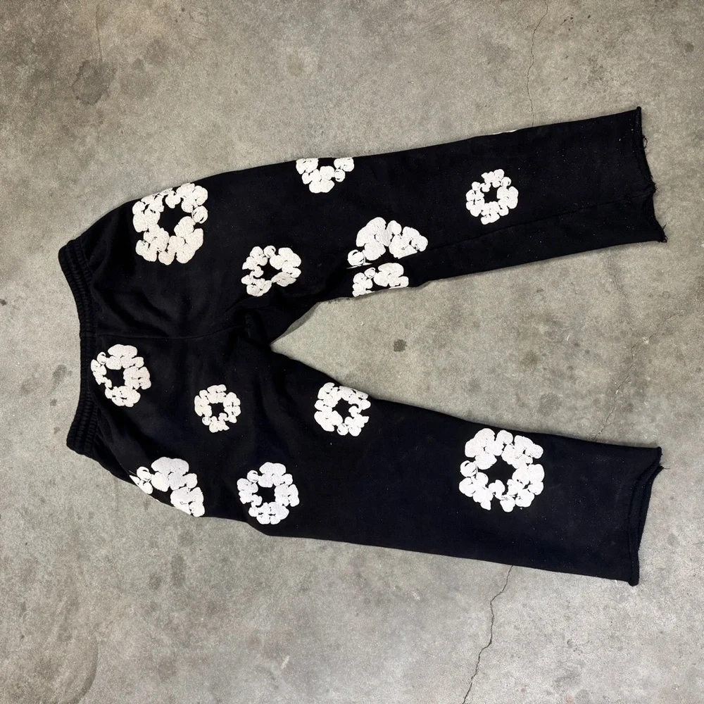 Men's Black denim tears Sweatpants L - Picture 6 of 7